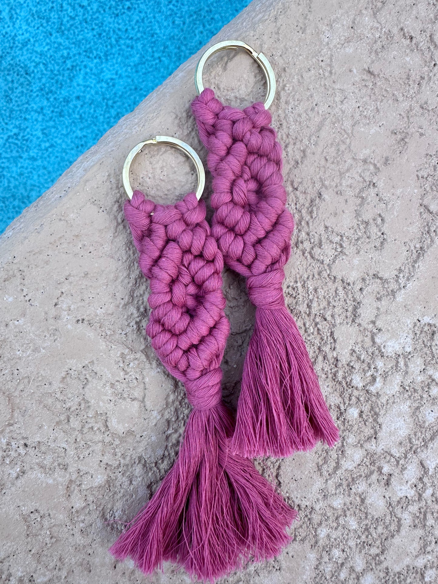 Rose Pink handmade macrame keychain